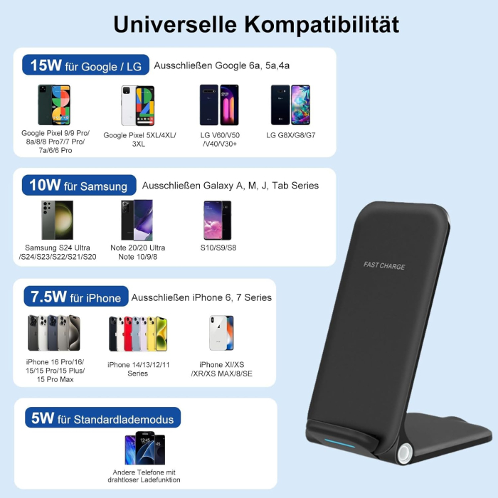 Incarcator Wireless 15W, Qi, USB-C, suport birou, pliabil - GRAD A [5]