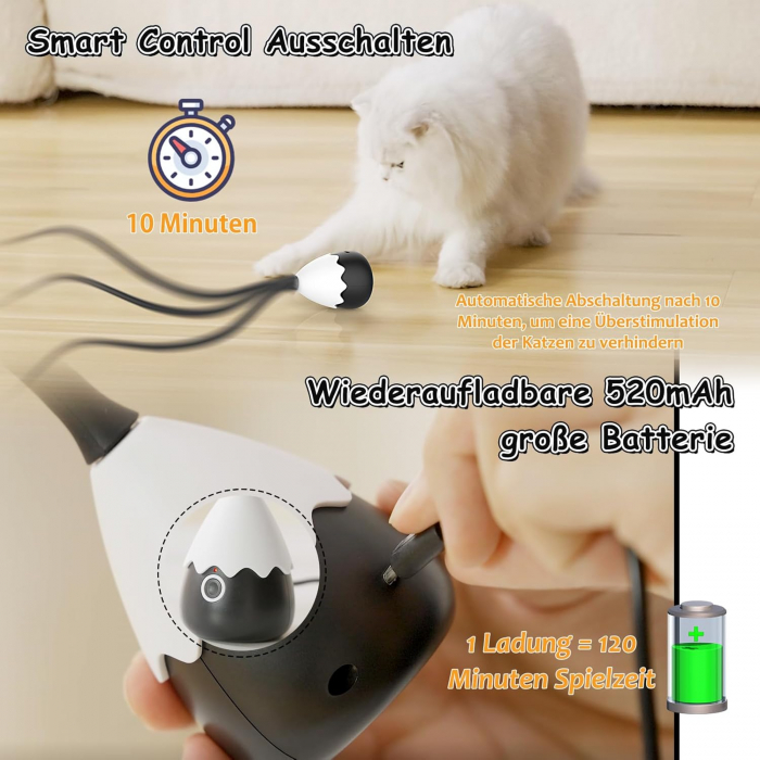 Jucarie Interactiva Automata cu coada din silicon pentru Pisici, baterie reincarcabila USB - GRAD A [5]