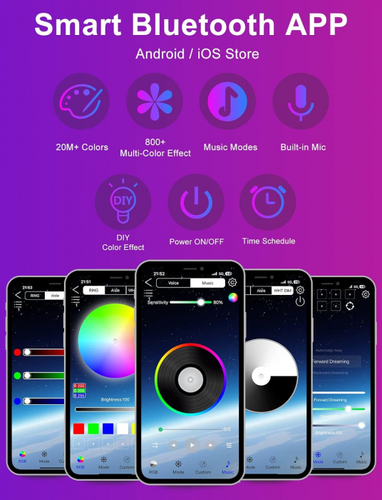Lampa de colt, LED RGB, joc de lumini, telecomanda, amplasare pe podea, suport metalic rezistent, design modern, lumina ambientala, 153 cm, APP control, Sotipevs - Amazon [3]
