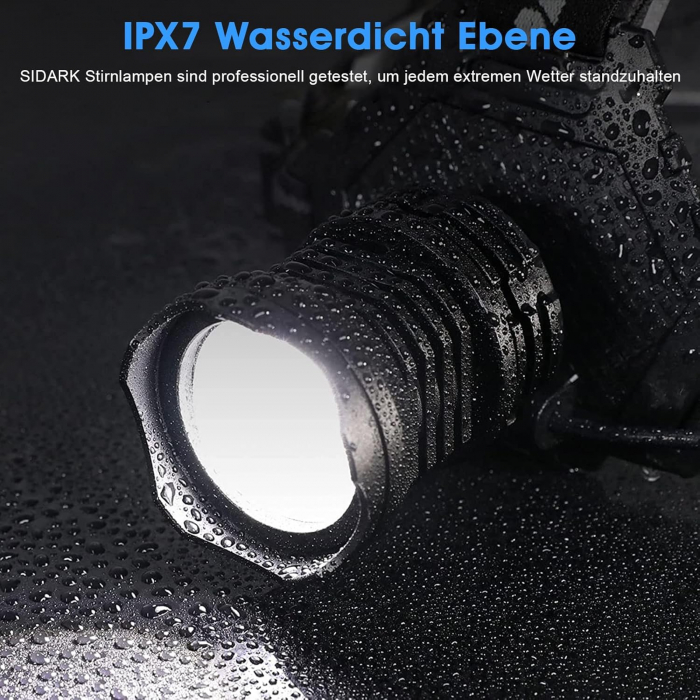 Lampa LED pentru cap, Li-ion 9000mAh, 5 moduri, IPX7, focus ajustabil, 90 grade pe verticala - GRAD A [6]