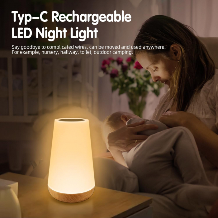 Lampa de  veghe LED, baterie Li-ion, 13 culori, 5 nivele de intensitate, Hyted - Amazon [4]