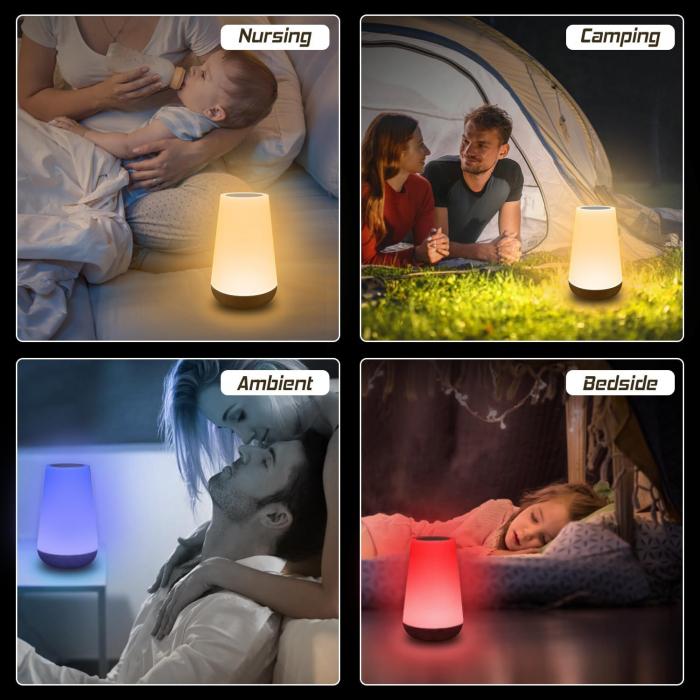 Lampa de  veghe LED, baterie Li-ion, 13 culori, 5 nivele de intensitate, Hyted - Amazon [6]