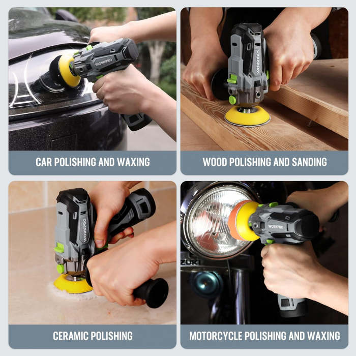 Mini Polizor 12V fara Fir, 7500RPM, 2 Baterii 2.0Ah, Incarcare 1 Ora, pentru Auto si Mobila, WORKPRO - GRAD B [6]