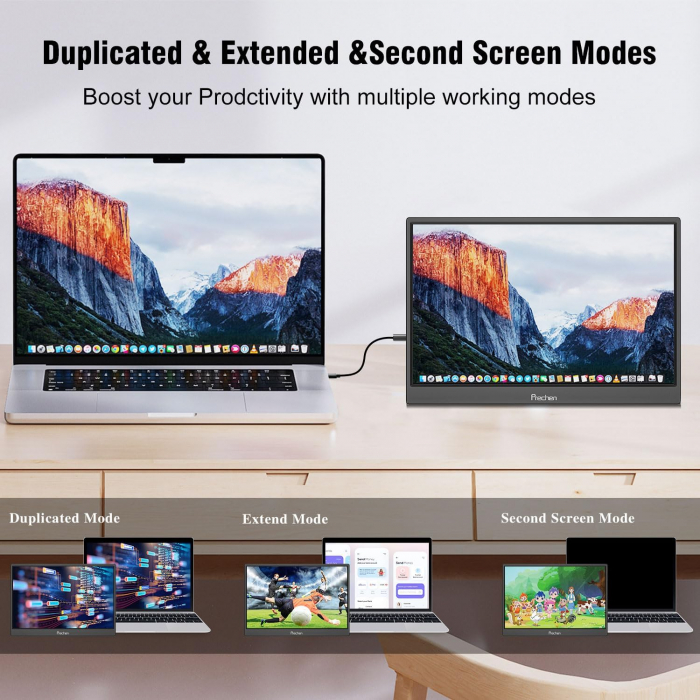 Monitor portabil 14" 1920x1200 HD, touch, IPS, HDR, USB, HDMI - GRAD A [6]