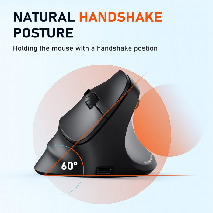 Mouse ergonomic, LED RGB, Bluetooth 5.2 3.0, USB-A,4 setari DPI - GRAD A [5]