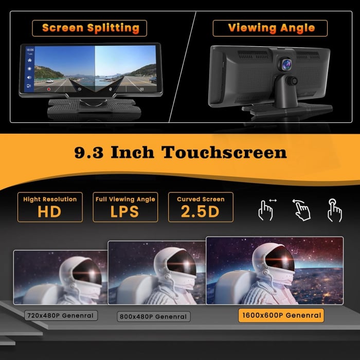 Navigatie Universala Android Carplay display 10.26 inch, camera fata trafic 2.5K, camera spate 1080P, bluetooth, mirror link, FM Transmitter, AUX, Hikity-Amazon - GRAD A [5]