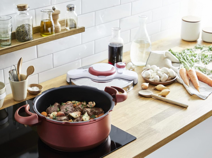 Oala sub presiune TEFAL Clipso Minut Duo, 5l, 24cm, otel, rosu - GRAD A [2]