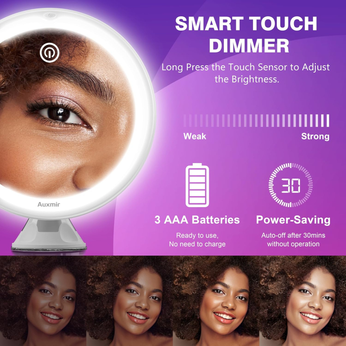 Oglinda cosmetica LED cu magnificatie 30X, ventuza - 20 cm - GRAD A [5]