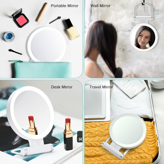 Oglingă Machiaj cu Lumina LED, doua fete, 20X/1X, Portabilă, 3 Culori de Lumină, Dimmabilă, baterie reincarcabila, B Beauty Planet - Amazon [2]