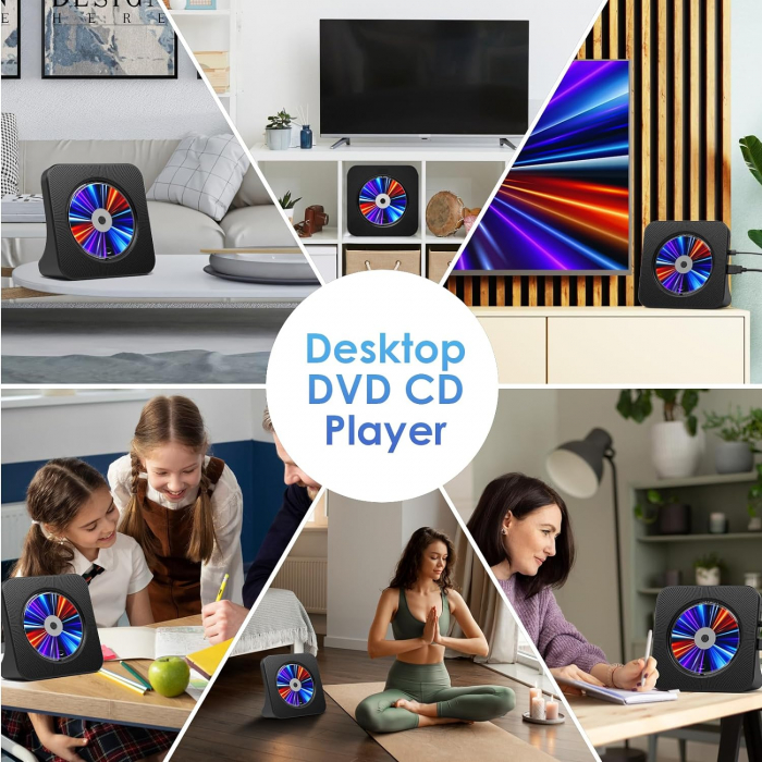 Player DVD CD, bluetooth, CD, radio, telecomanda, USB-C, Gueray - Amazon, negru [7]