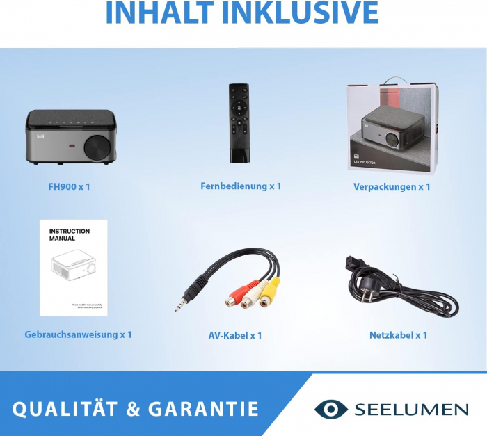 Proiector FH900 FullHD, Bluetooth, Difuzoare integrate, zoom digital, Seelumen - Amazon [3]