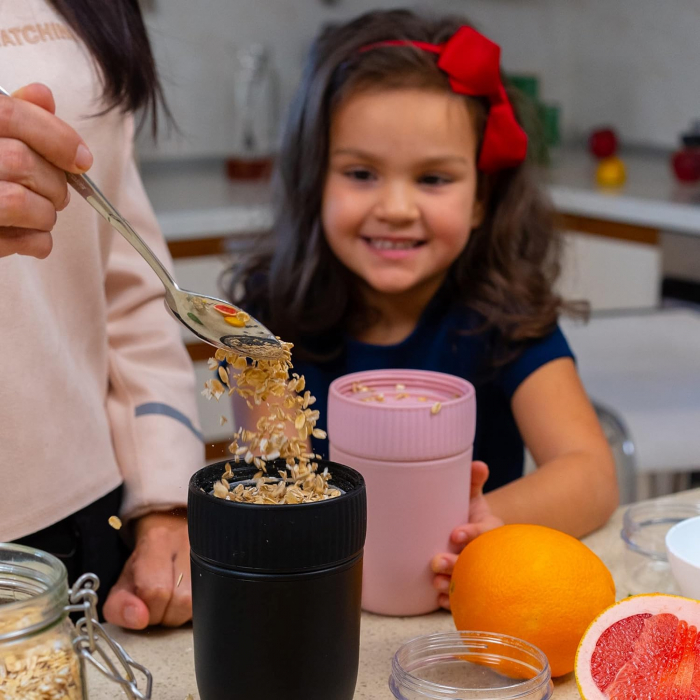 Recipient pentru iaurt sau musli, capacitate 450 ml, cu compartiment pentru muesli, negru [4]
