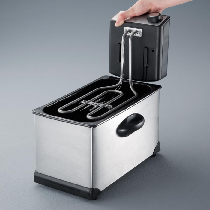 Friteuza cu ulei Severin FR2431, 2000W, capacitate bol 3 L, temperatura reglabila pana la 190 grade, Inox/Negru [2]