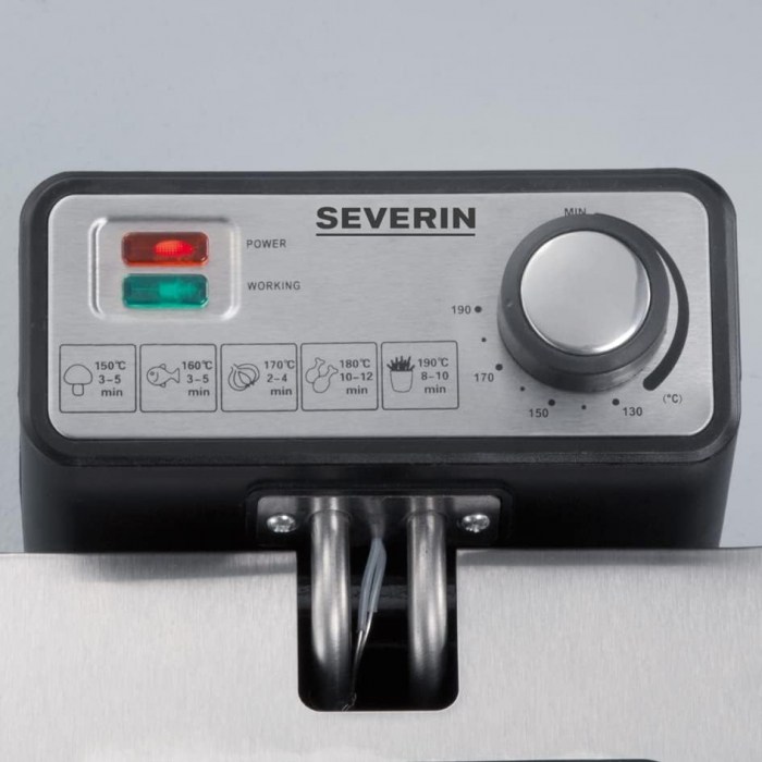 Friteuza cu ulei Severin FR2431, 2000W, capacitate bol 3 L, temperatura reglabila pana la 190 grade, Inox/Negru [3]