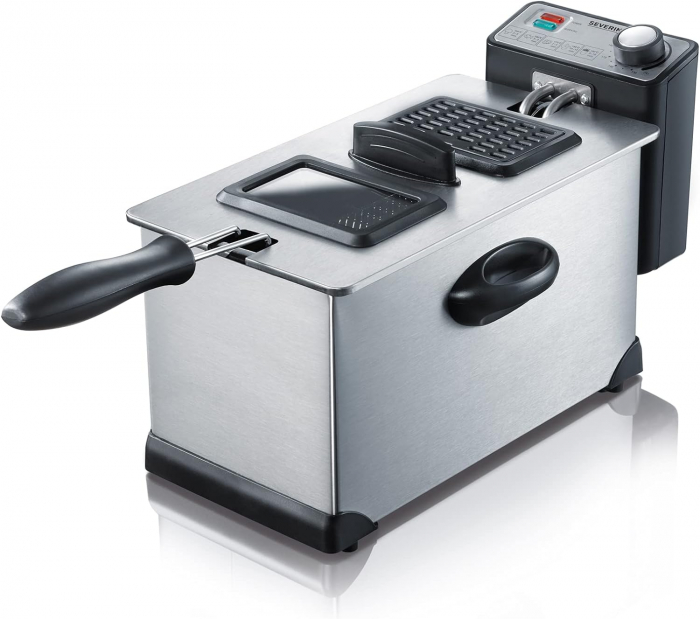 Friteuza cu ulei Severin FR2431, 2000W, capacitate bol 3 L, temperatura reglabila pana la 190 grade, Inox/Negru [1]