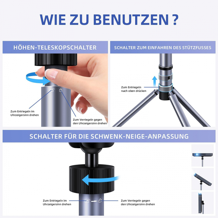 Tripod pliabil, ajustabil 66,8 pana la 92 cm, aluminiu, Sjkerell - Amazon [3]