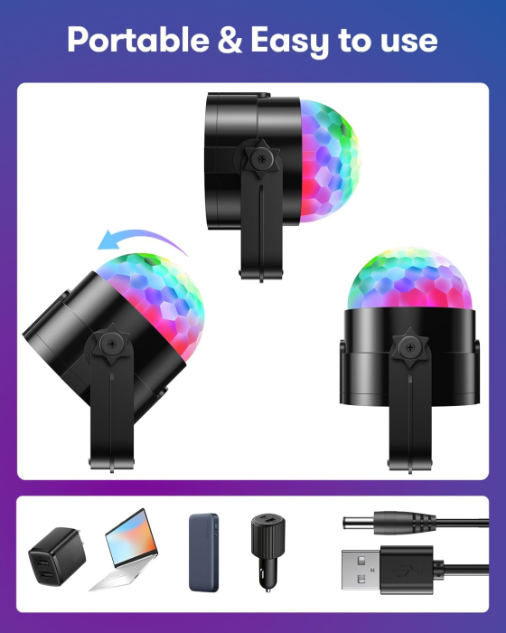 Set 2 x Sfera Disco, RIYO 360 Rotativa, Lumina Disco, Telecomanda - GRAD A [6]