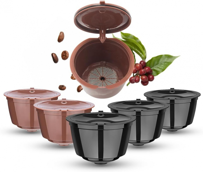 Set 6 capsule refolosibile cafea pentru DOLCE GUSTO,3 negre,3 maro [1]