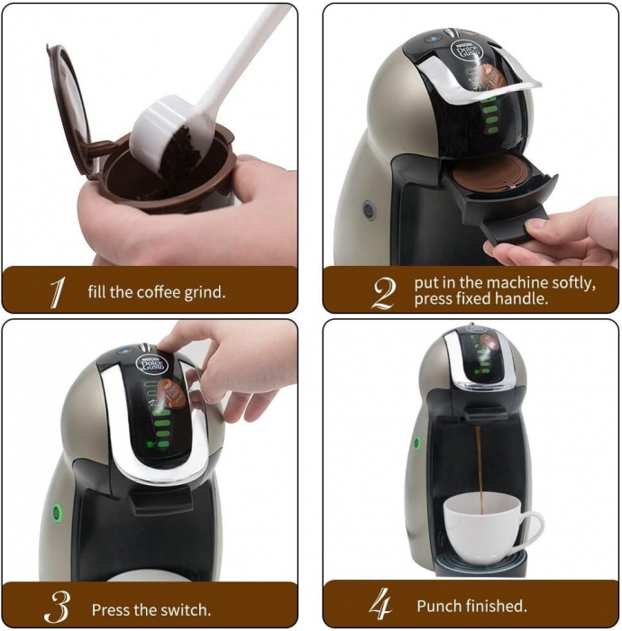 Set 6 capsule refolosibile cafea pentru DOLCE GUSTO,3 negre,3 maro [3]