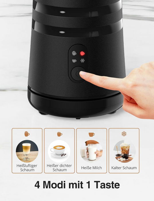 Spumator electric pentru lapte, 4 in 1,  cald, rece, 240 ml, 400W, rosu, Freemax - Amazon [3]