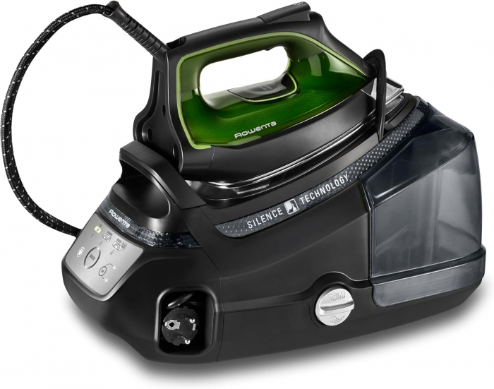 Statie de calcat Rowenta Silence DG9248, 2800W, 8 bar, 1.3L, 160g/min, jet 600g/min, abur vertical, Negru/Verde - GRAD C [1]