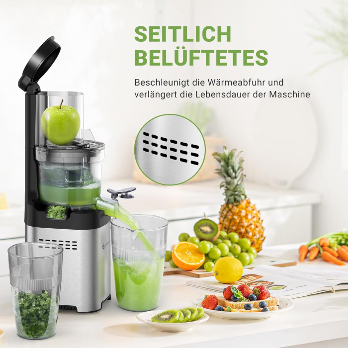 Storcător cu presare la rece, 150 W, deschidere de 79 mm, AMZCHEF - Amazon, otel inoxidabil [2]