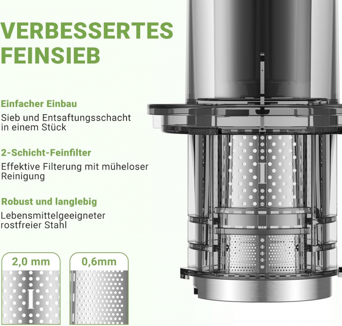 Storcător cu presare la rece, 150 W, deschidere de 79 mm, AMZCHEF - Amazon, otel inoxidabil [3]