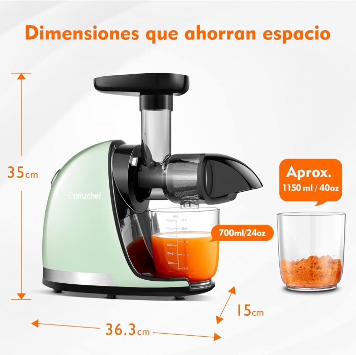 Storcator lent de fructe AMZCHEF ZM 1501, 150W, 90 rpm, vernil [2]