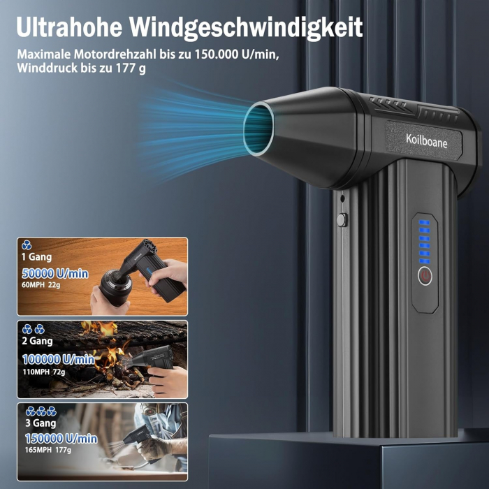 Suflanta electrica pentru praf, 3 viteze (150.000 RPM), baterie 8000mAh - GRAD A [6]