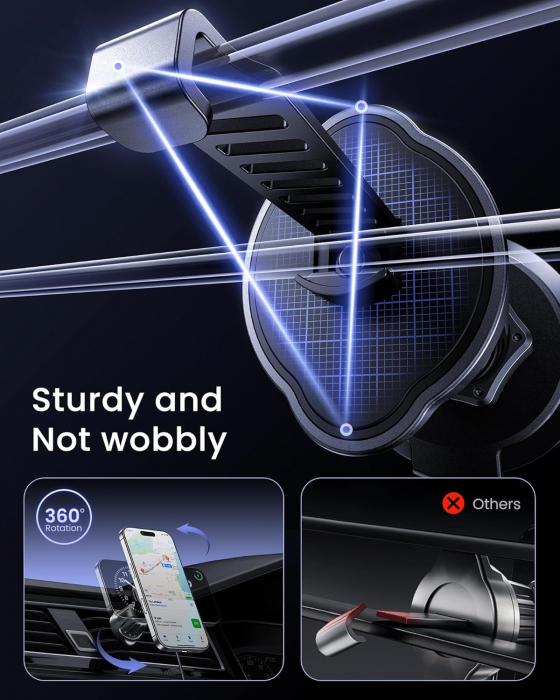Suport Telefon magnetic, auto sau acasa cu Incarcare Wireless  15W, pentru iPhone 16/15/14/13/12/11, Hoonyer - Amazon - GRAD A [3]