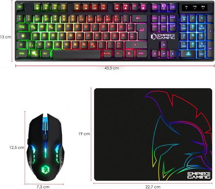 Tastatura si mouse gaming EMPIRE GAMING - Armor RF800, fara fir, QWERTZ (DE Layout), mouse pad - GRAD A [6]