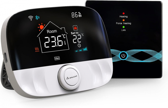 Termostat Digital Wireless,‎ Salcar - Amazon, Programabil prin Telefon/Internet, Functie ECO, Mod Blocare, Compatibil cu Orice Centrala Termica pe Gaz, Ideal pentru Controlul Temperaturii Ambientale, [1]