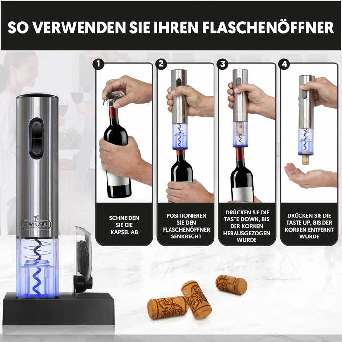 Tirbuson electric, accesoriu taiat folie, statie incarcare, cutie cadou, Twinz up-Amazon [4]