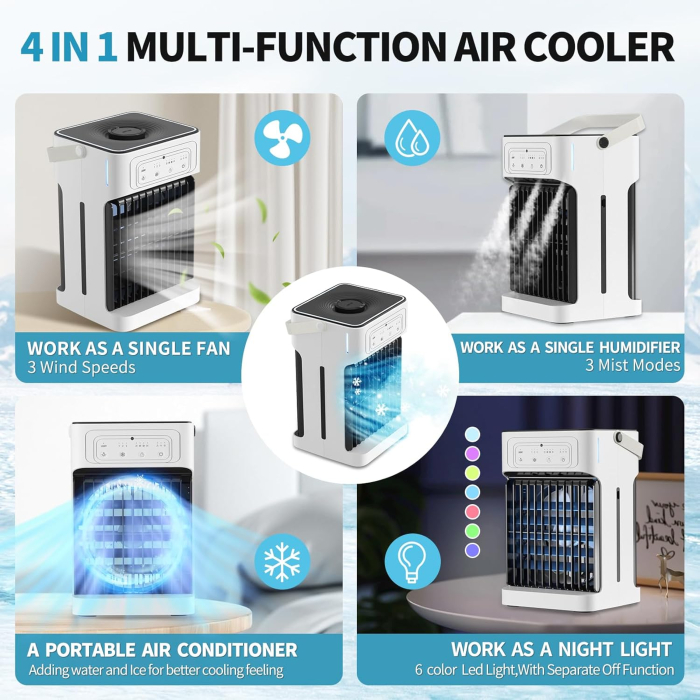 Ventilator cu functie de pulverizare apa, telecomanda, lumini LED  - GRAD A [6]