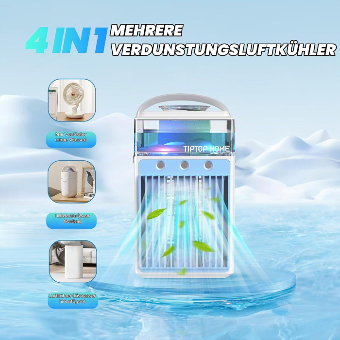 Ventilator cu racire cu apa, 3 viteze, baterie Li-Ion, LED, control telefon - GRAD A [4]