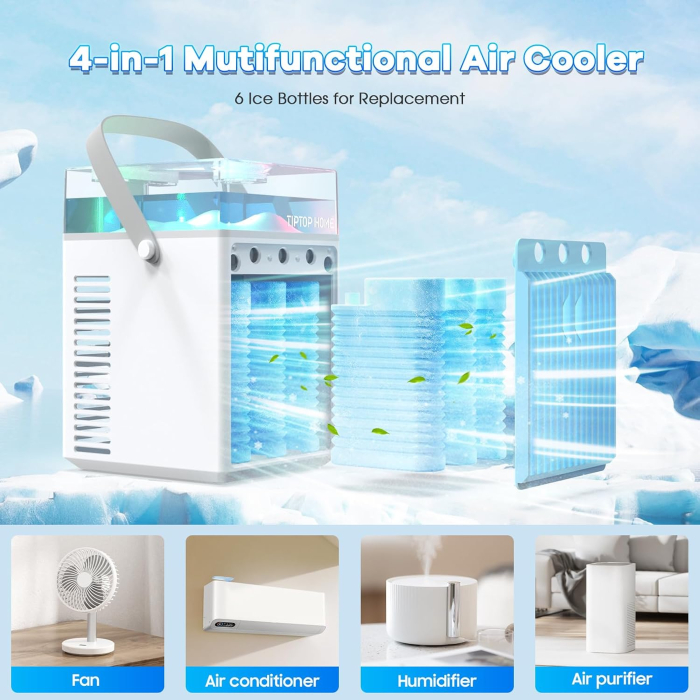 Ventilator cu racire cu apa, 3 viteze, baterie Li-Ion, LED, control telefon - GRAD A [3]