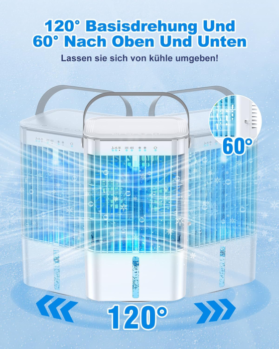 Ventilator cu racire cu apa, 3 viteze, oscilatie, LED, 1200 ml - GRAD A [4]