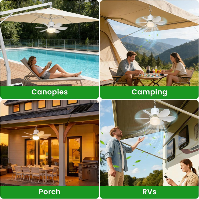 Ventilator de tavan portabil lumina LED 44cm, panou solar - GRAD A [7]