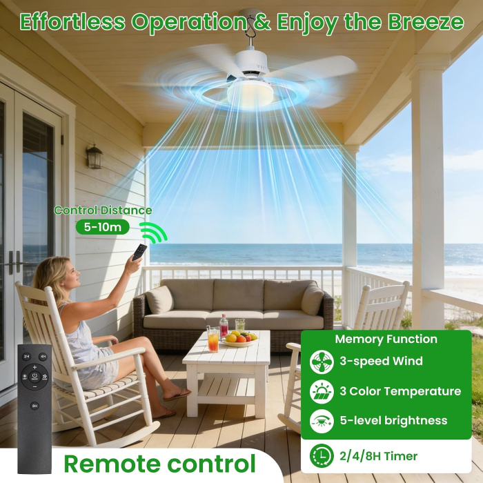 Ventilator de tavan portabil lumina LED 44cm, panou solar - GRAD A [5]