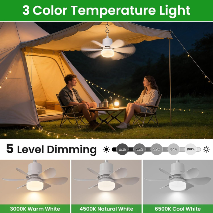 Ventilator de tavan portabil lumina LED 44cm, panou solar - GRAD A [4]