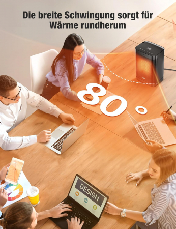 Aeroterma ceramica turn , oscilatie 80 grade, timer 12 h, 3 moduri,  1500W, telecomanda, VKC-Amazon [3]