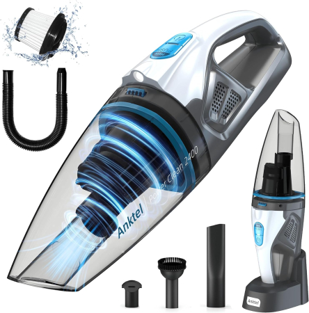 Aspiratoare - Aspirator de Mana Anktel PowerClean 2400, LED, Li-Ion, 14V, Umed-Uscat - GRAD A