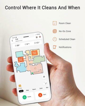 Aspirator robot și mop 2 în 1, T10 Ultenic-Amazon, navigare Laser, 3000 PA, alb [4]