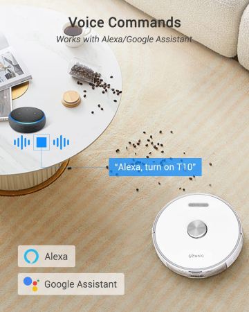 Aspirator robot și mop 2 în 1, T10 Ultenic-Amazon, navigare Laser, 3000 PA, alb [3]