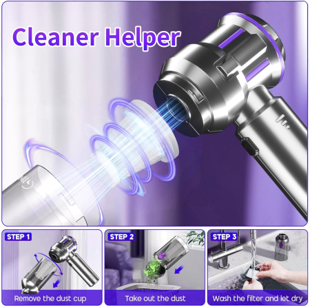 Aspirator, suflanta Fara Fir 22000Pa 3 Viteze, pentru Masina & Casa – Negru - GRAD A [4]