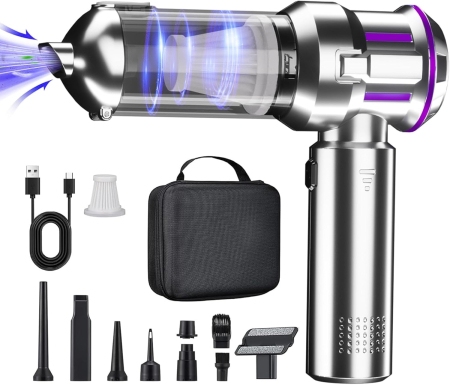 Aparate pentru gatit - Aspirator, suflanta Fara Fir 22000Pa 3 Viteze, pentru Masina & Casa – Negru - GRAD A