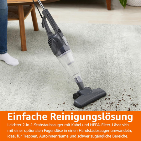 Aspirator vertical 2 în 1 cu fir Amazon Basics, 300W, cu fir - GRAD A [2]