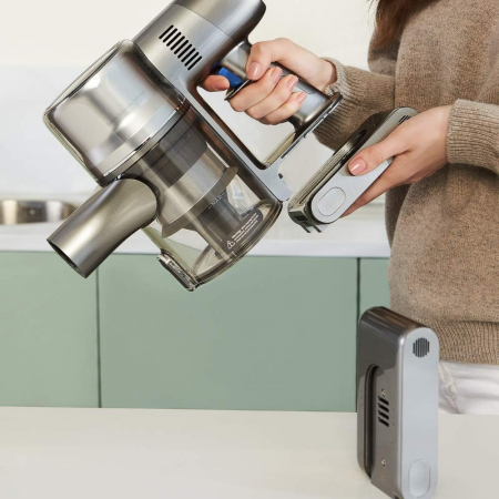 Aspiratorul vertical fara fir Dreame T20 Pro, 450W, 0.6l, 4 perii pentru suprafete, Ecran LCD, Albastru/Gri [2]