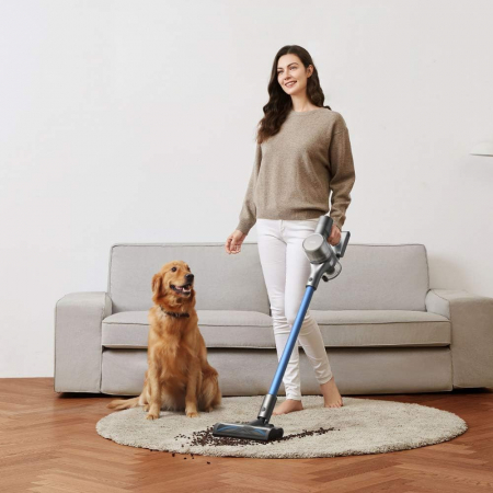 Aspiratorul vertical fara fir Dreame T20 Pro, 450W, 0.6l, 4 perii pentru suprafete, Ecran LCD, Albastru/Gri [5]