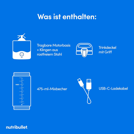 Blender portabil Nutribullet NBP003, cupa 475 ml, USB-C, mov - GRAD A [5]